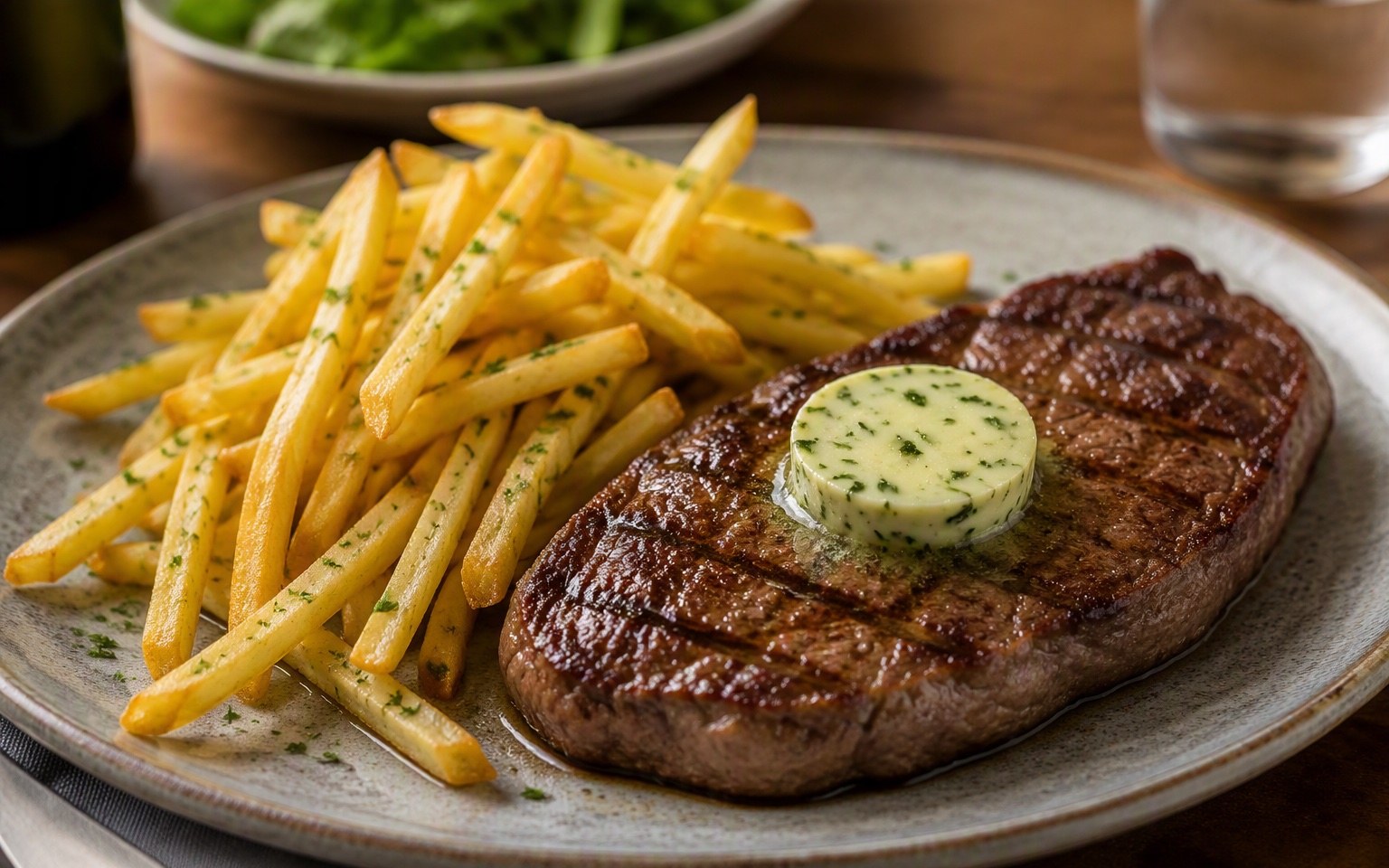 Biefstuk frites met kruidenboter